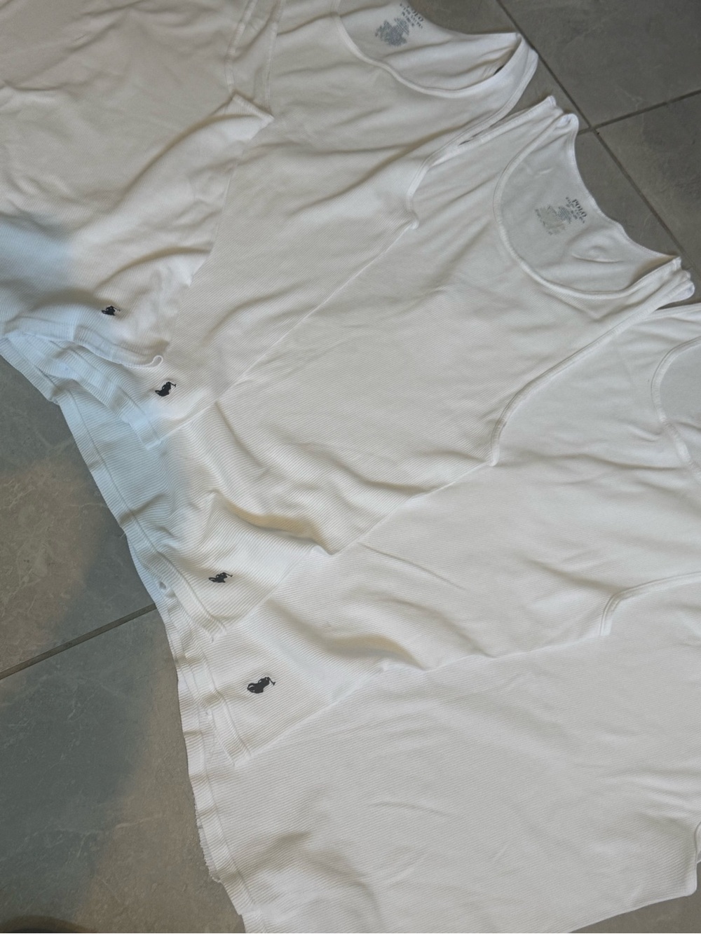 5-Polo by Ralph Lauren White Ribbed Tank - Signature Pony Embroideries